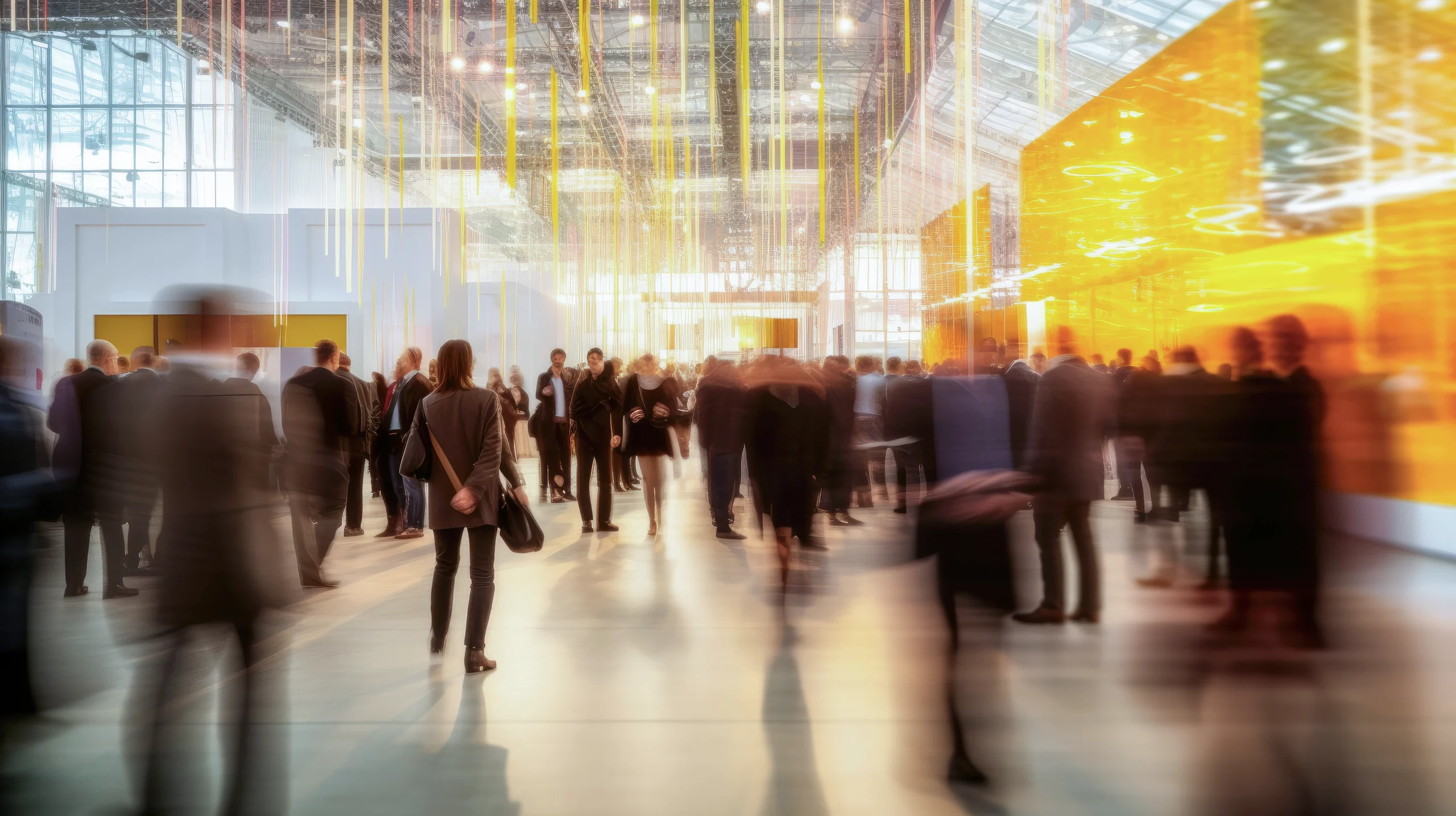A crowded exhibition hall.
